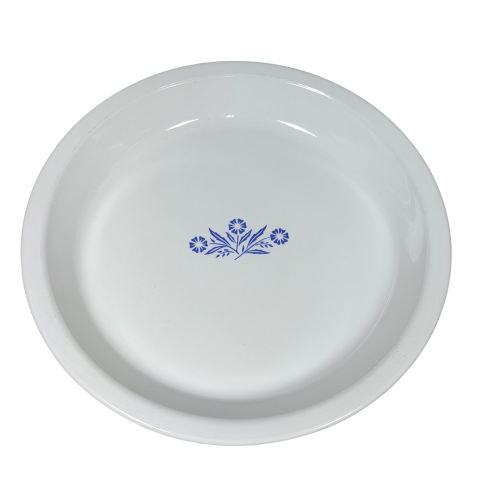 Corning Ware Pie Plate 9‎ Inch White Good Blue Cornflower P-309 Vintage USA
